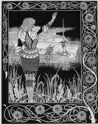 How Sir Bedivere cast the sword Excalibur into the water by Aubrey Beardsley (1894)
